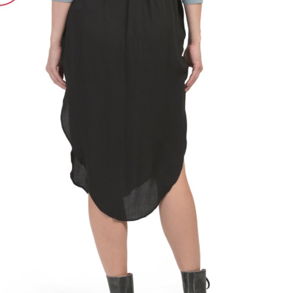 Elastic Waist Midi Skirt